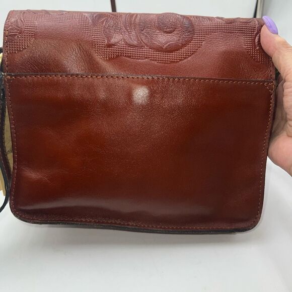 Patricia Nash Western Cutout Tooled Leather and Denim Convertible Crossbody - Picture 11 of 15